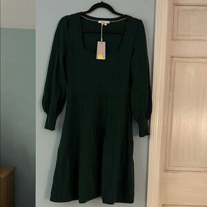 Boden Wool Alpaca mix Dark Green Long Sleeve Dress